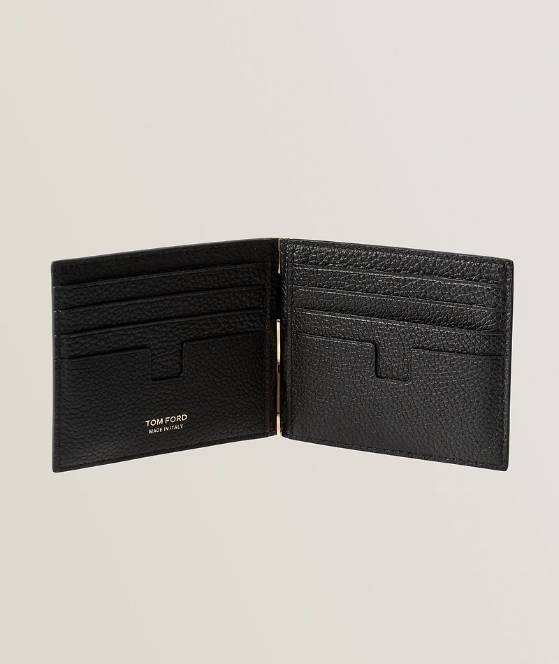 Soft Grain Leather Money Clip Wallet