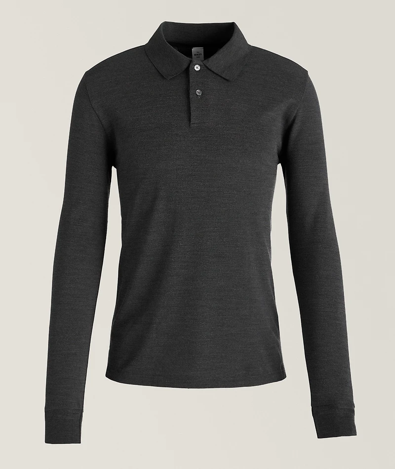Mélange Wool-Mulberry Silk Jersey-Knit Polo