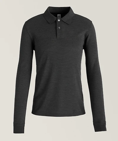 Mélange Wool-Mulberry Silk Jersey-Knit Polo