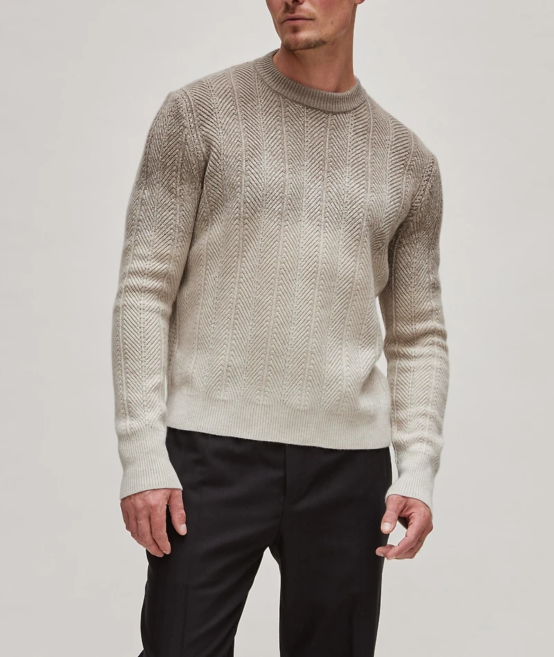 Gradient Herringbone Knit Cashmere Sweater