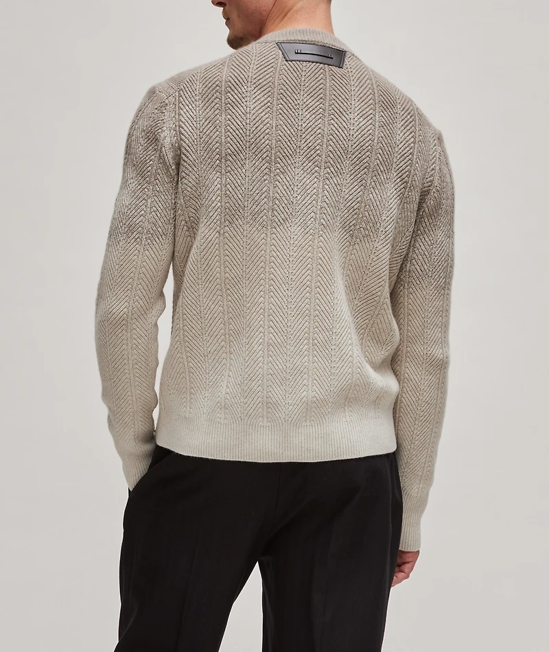 Gradient Herringbone Knit Cashmere Sweater
