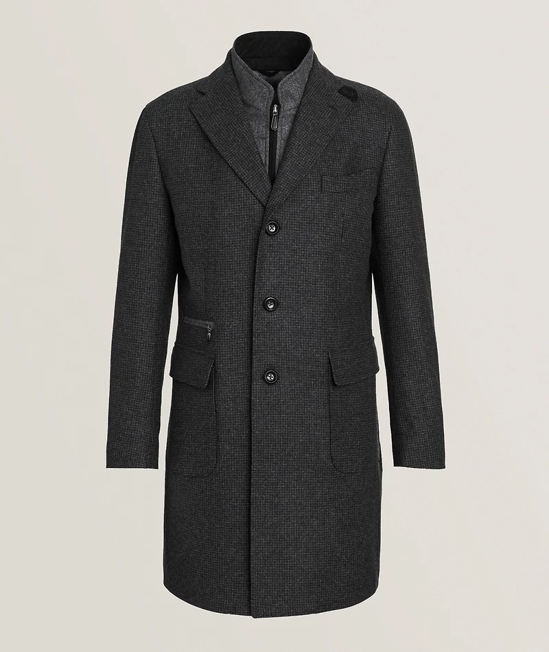Insert Wool Houndstooth Coat