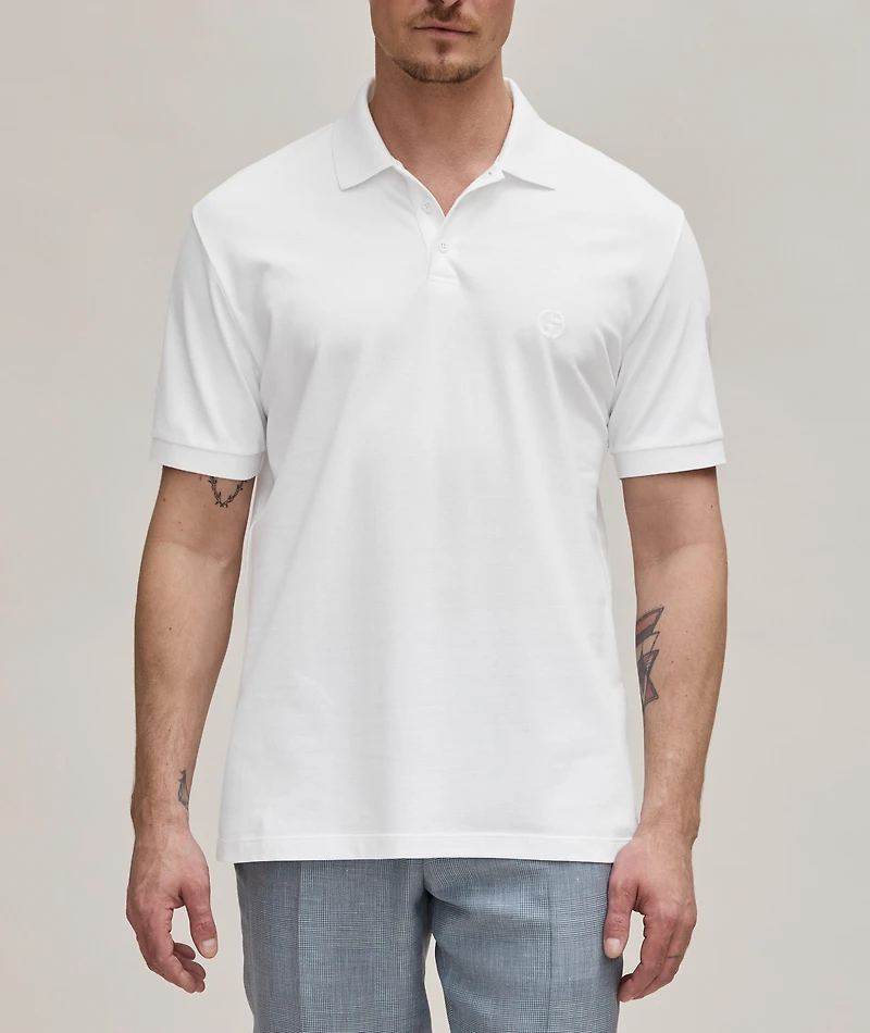 Embroidered Monogram Stretch-Cotton Polo