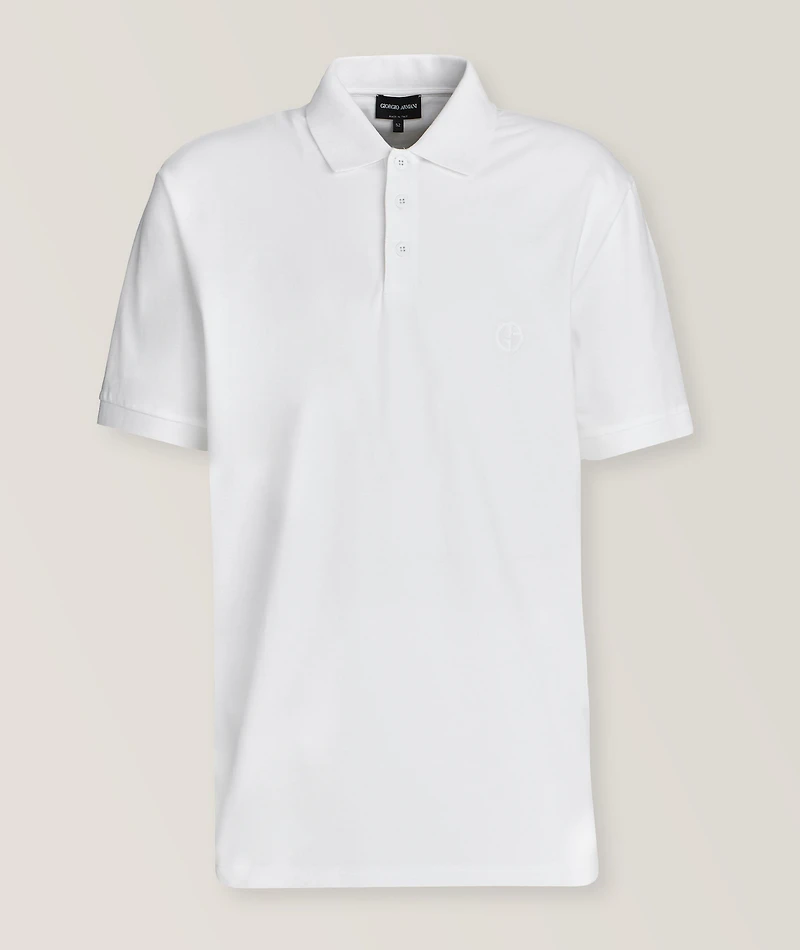 Embroidered Monogram Stretch-Cotton Polo