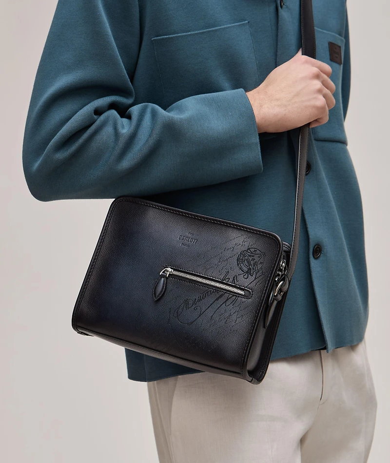 Journalier Scritto Leather Messenger Bag 