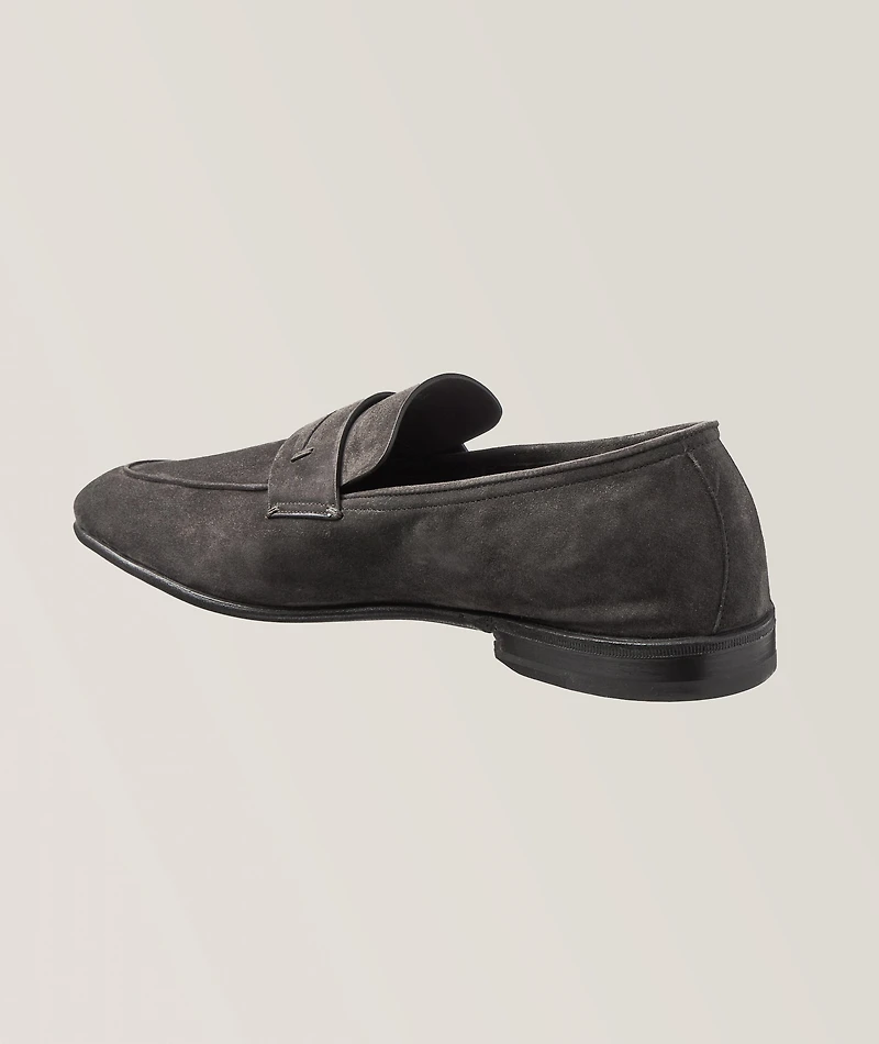 L'Asola Suede Moccasin Penny Loafer