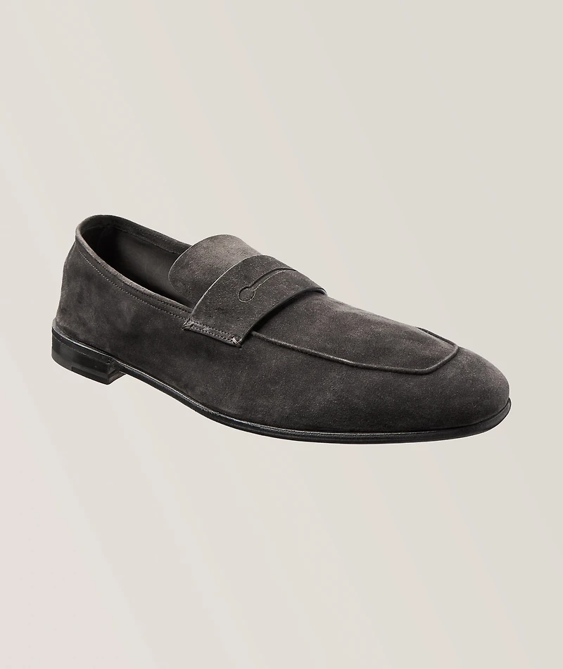 L'Asola Suede Moccasin Penny Loafer