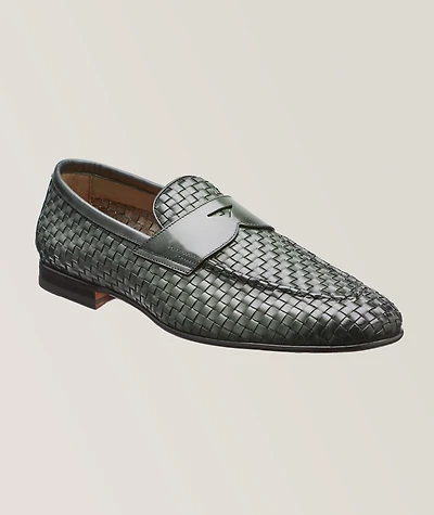 Carlos Woven Leather Penny Loafers