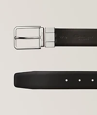 Adjustable & Reversible Square Buckle Leather Belt