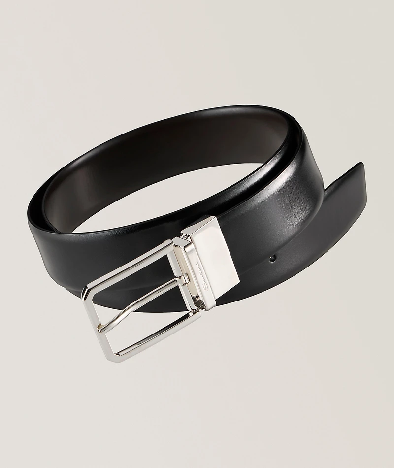 Adjustable & Reversible Square Buckle Leather Belt
