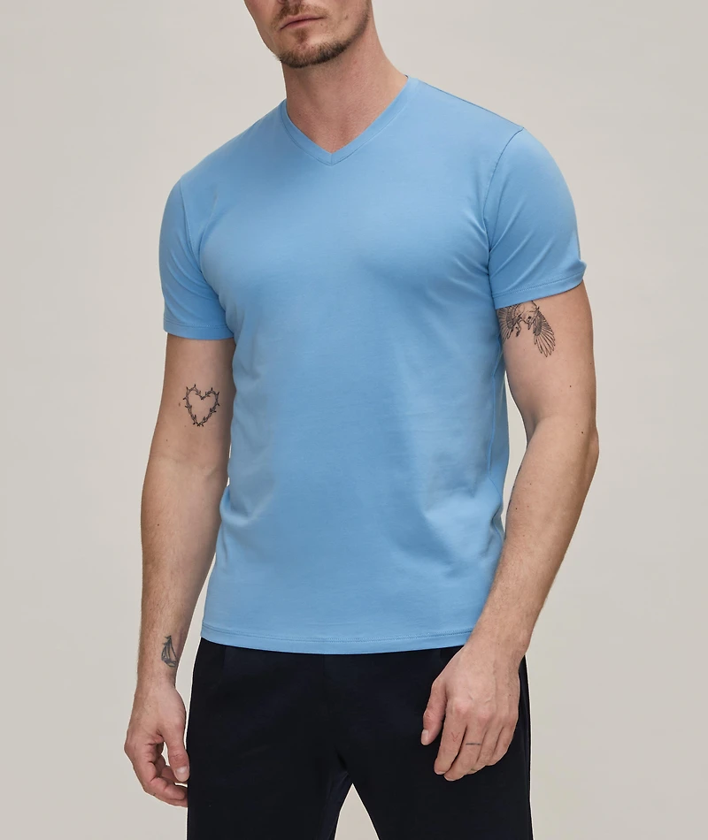 Pima Stretch-Cotton V-Neck T-Shirt