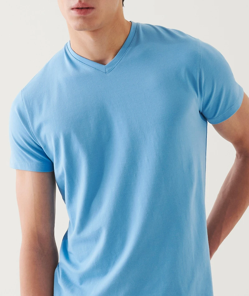 Pima Stretch-Cotton V-Neck T-Shirt