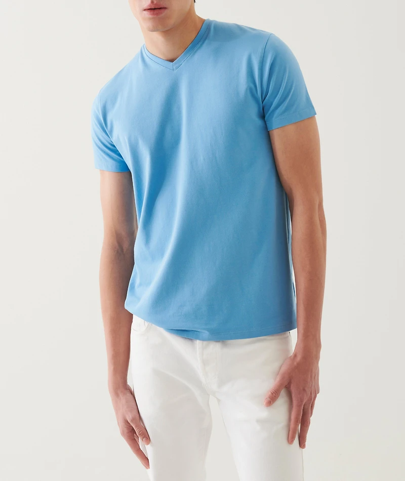 Pima Stretch-Cotton V-Neck T-Shirt