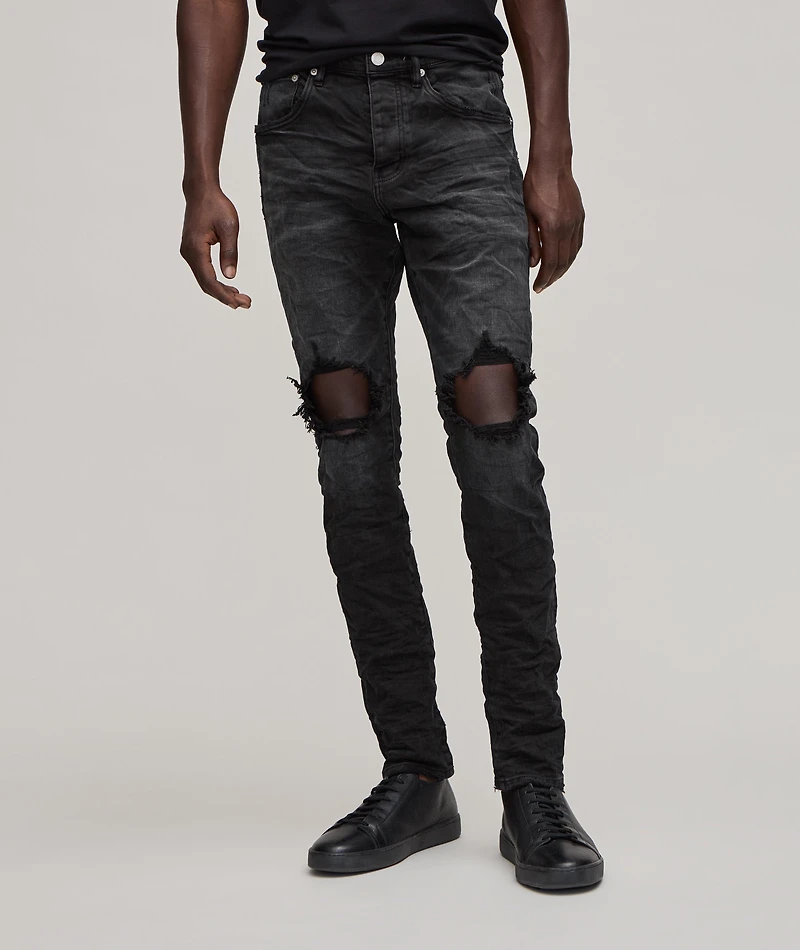 P005 Slim-Fit Cotton-Blend Raw Denim Jeans