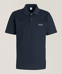 Piqué Cotton Leather Tab Logo Polo
