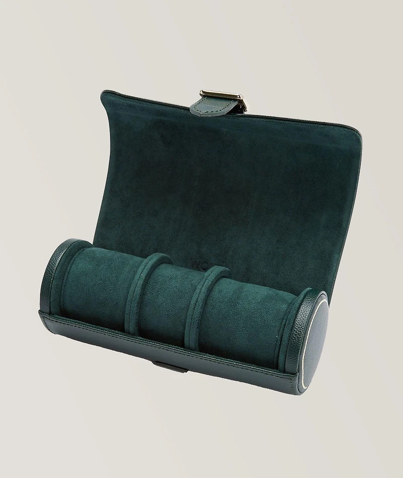 British Racing Pebbled Leather Triple Watch Roll