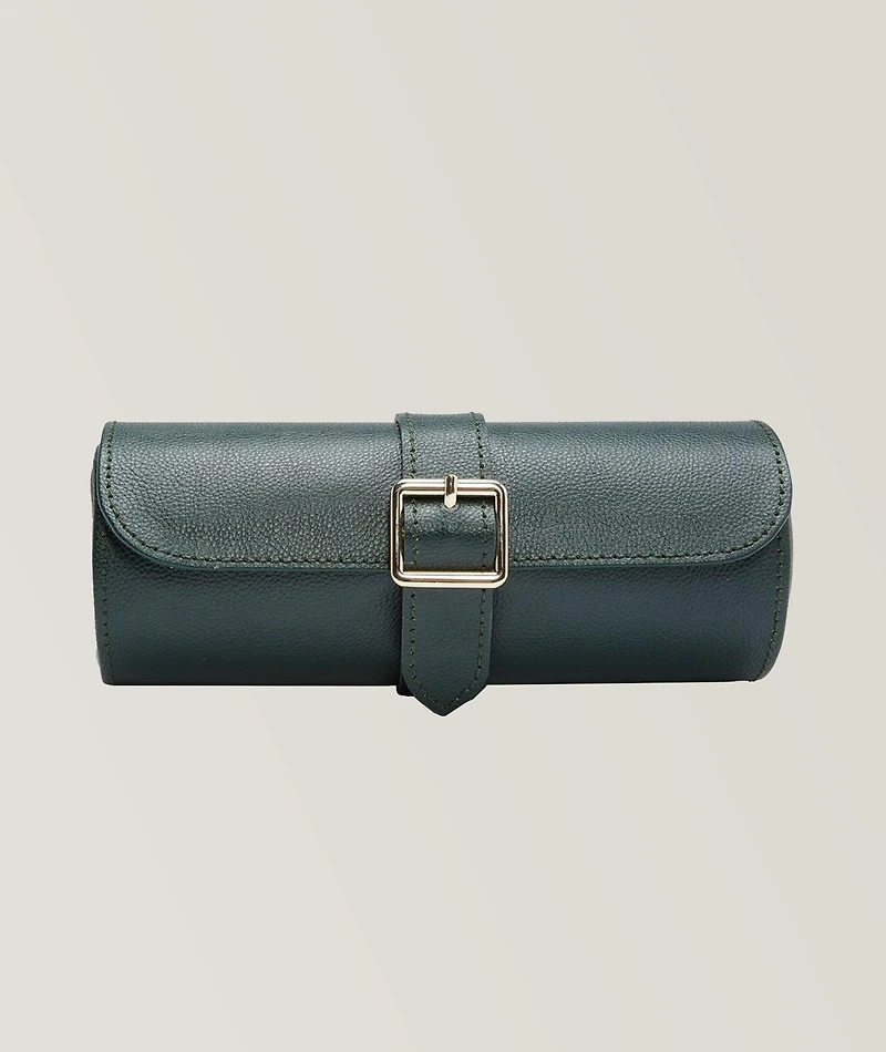 British Racing Pebbled Leather Triple Watch Roll