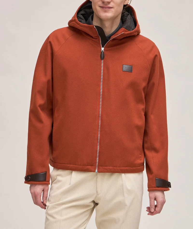 Cashmere Jacket With Scritto Leather Detailing