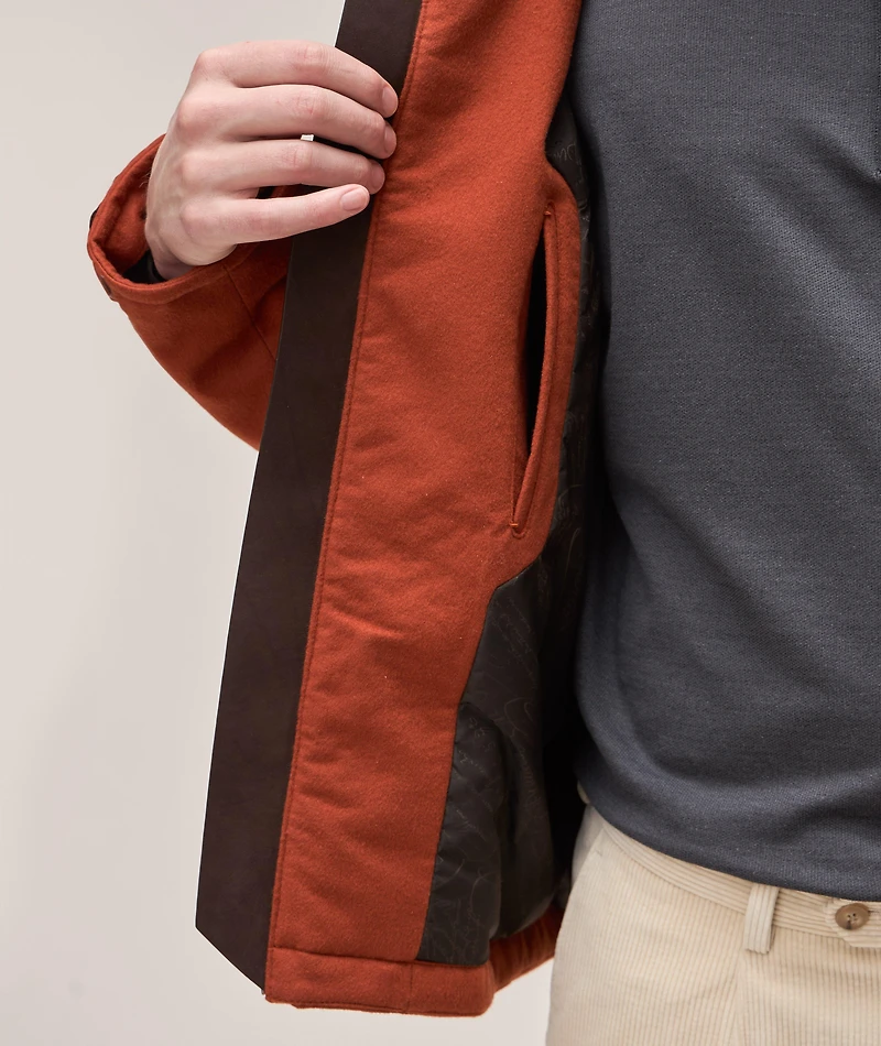 Cashmere Jacket With Scritto Leather Detailing