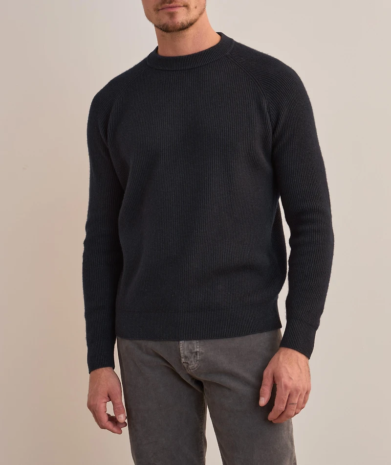 Ribbed Merino Wool-Blend Crewneck Sweater