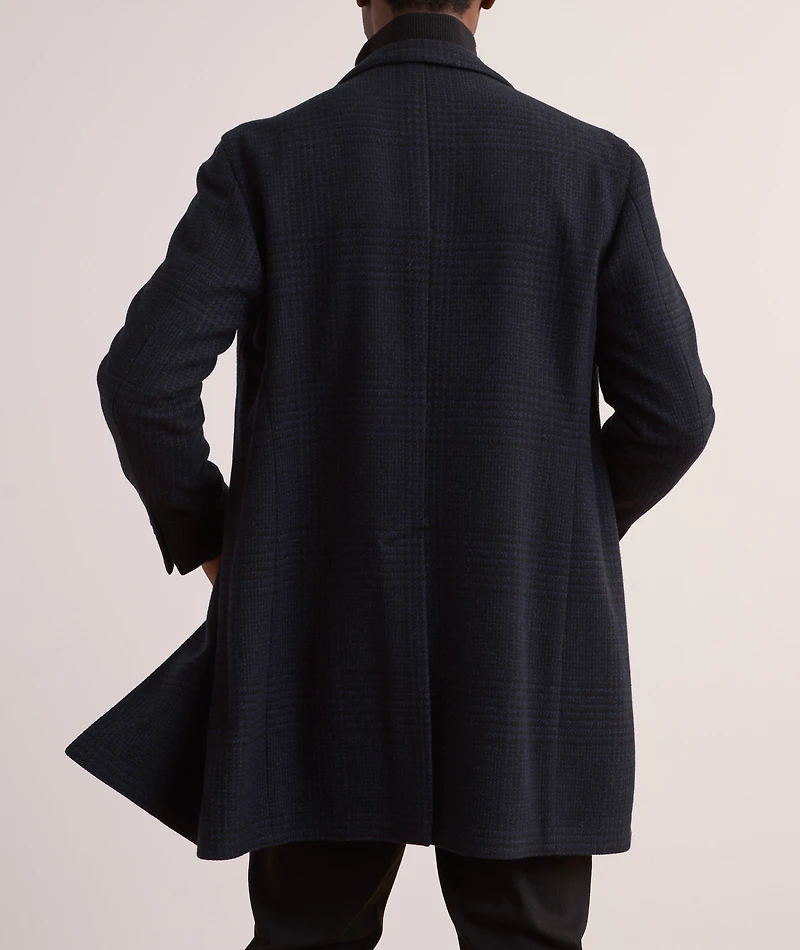 Houndstooth Wool-Cashmere Overcoat