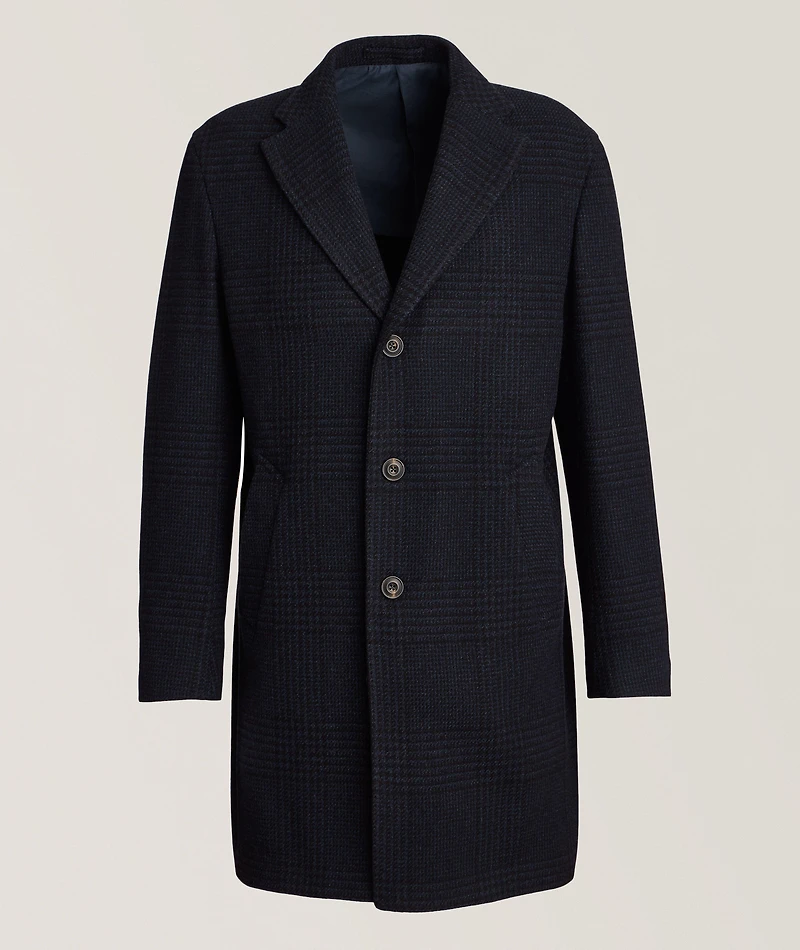 Houndstooth Wool-Cashmere Overcoat