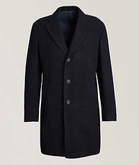 Houndstooth Wool-Cashmere Overcoat
