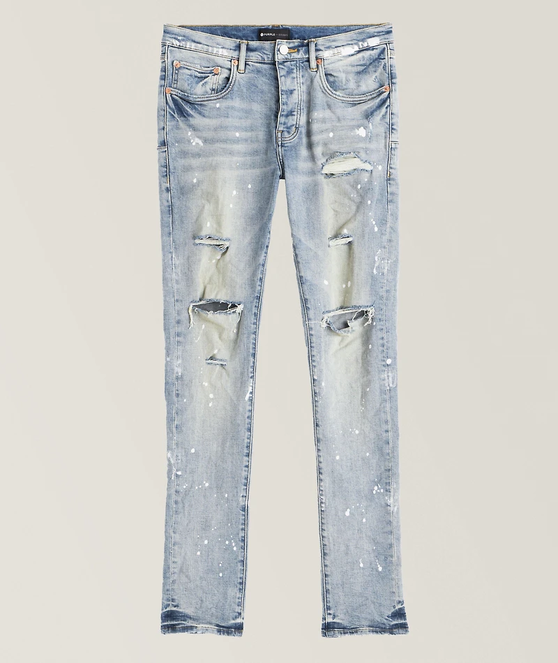 P001 Distressed Paint Splattered Jeans