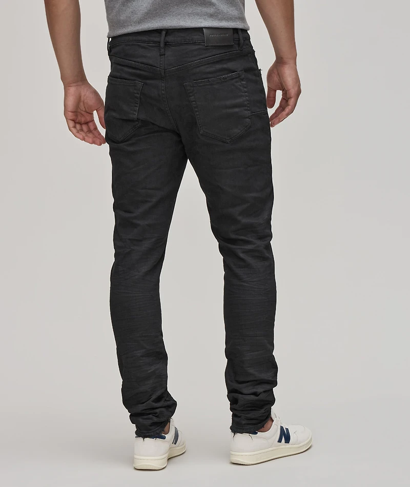 P001 Stretch-Cotton Oil 3D Resin Jeans