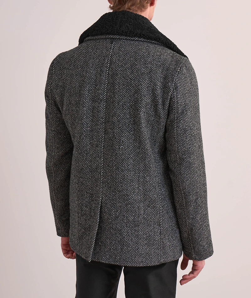Cole Herringbone Wool Peacoat
