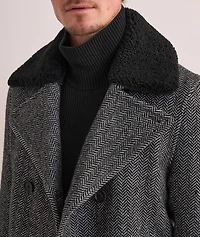 Cole Herringbone Wool Peacoat
