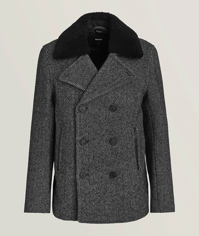 Cole Herringbone Wool Peacoat