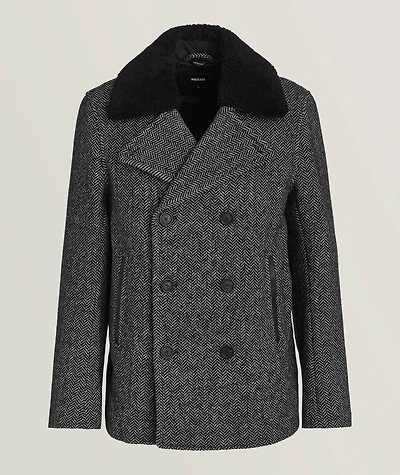 Cole Herringbone Wool Peacoat
