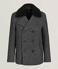 Cole Herringbone Wool Peacoat