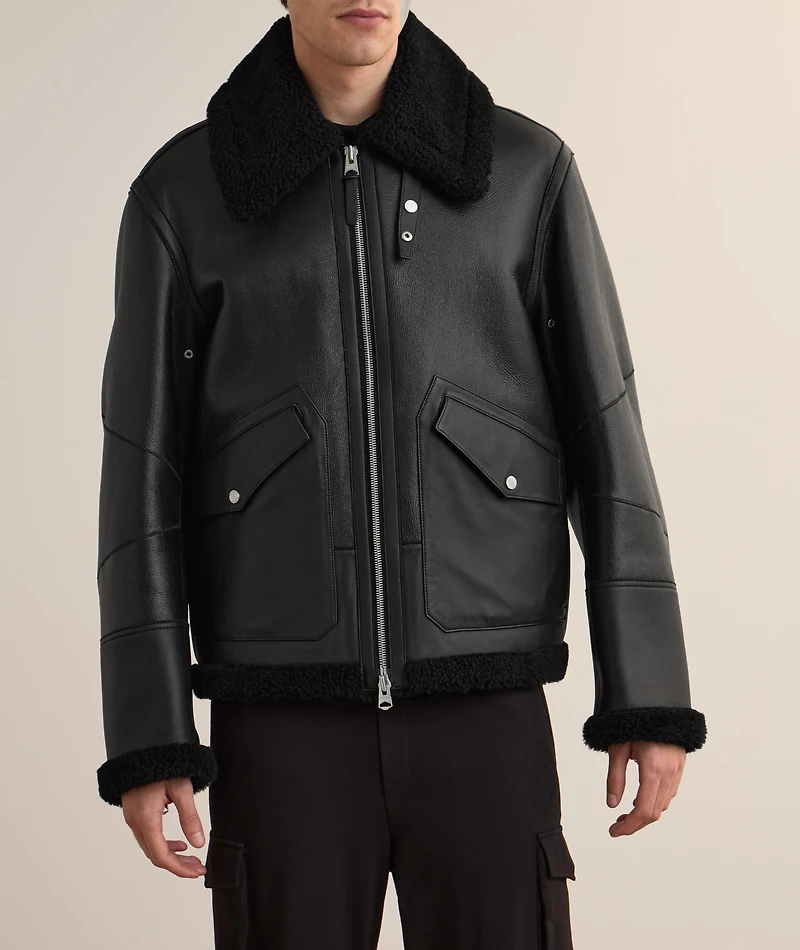 Atlas Shearling & Leather Aviator Jacket