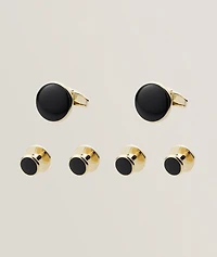 Round Enamel Cufflinks & Stud Set