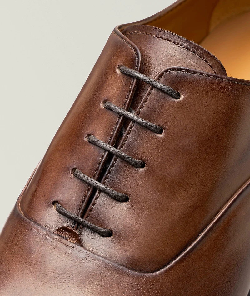 Burnished Leather Cap-Toe Oxfords