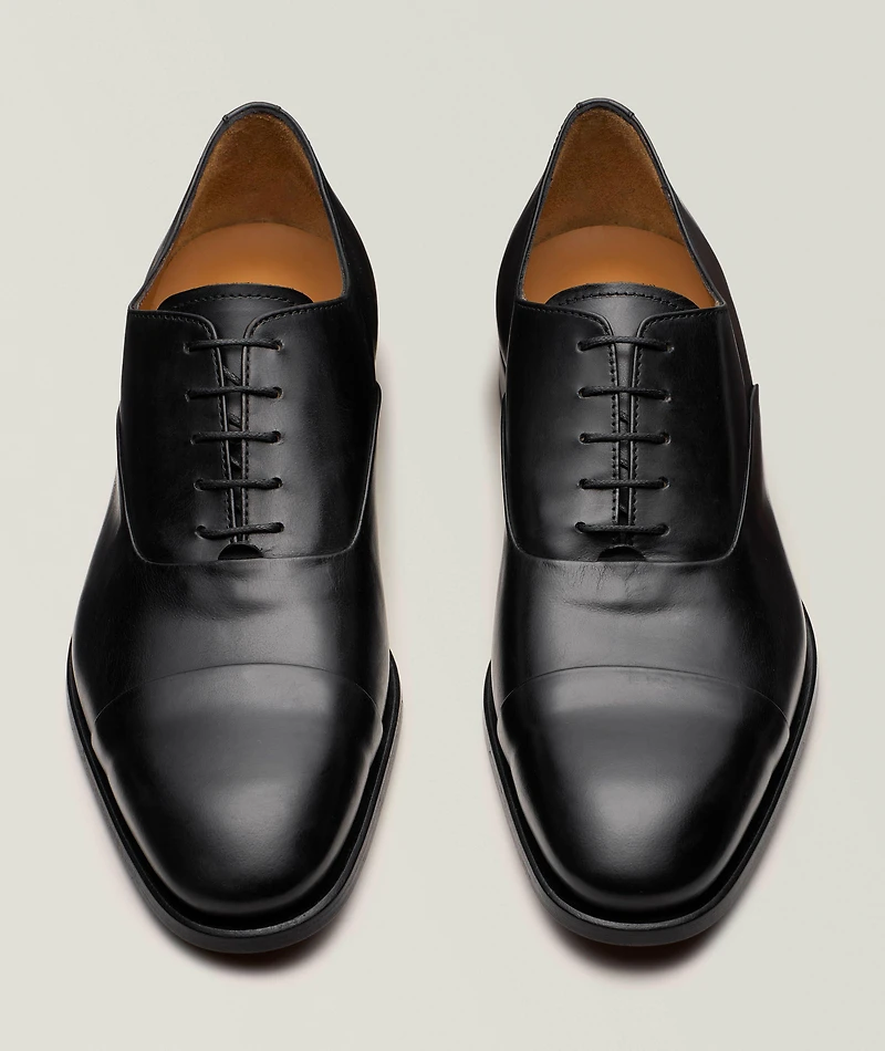 Burnished Leather Cap-Toe Oxfords