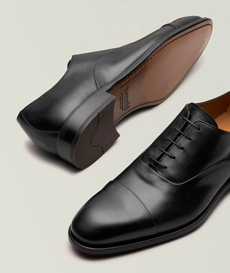 Burnished Leather Cap-Toe Oxfords