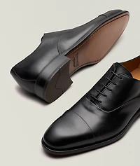 Burnished Leather Cap-Toe Oxfords