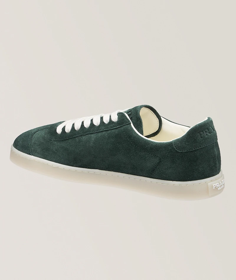 Triangle Logo Suede-Leather Sneakers