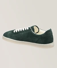 Triangle Logo Suede-Leather Sneakers