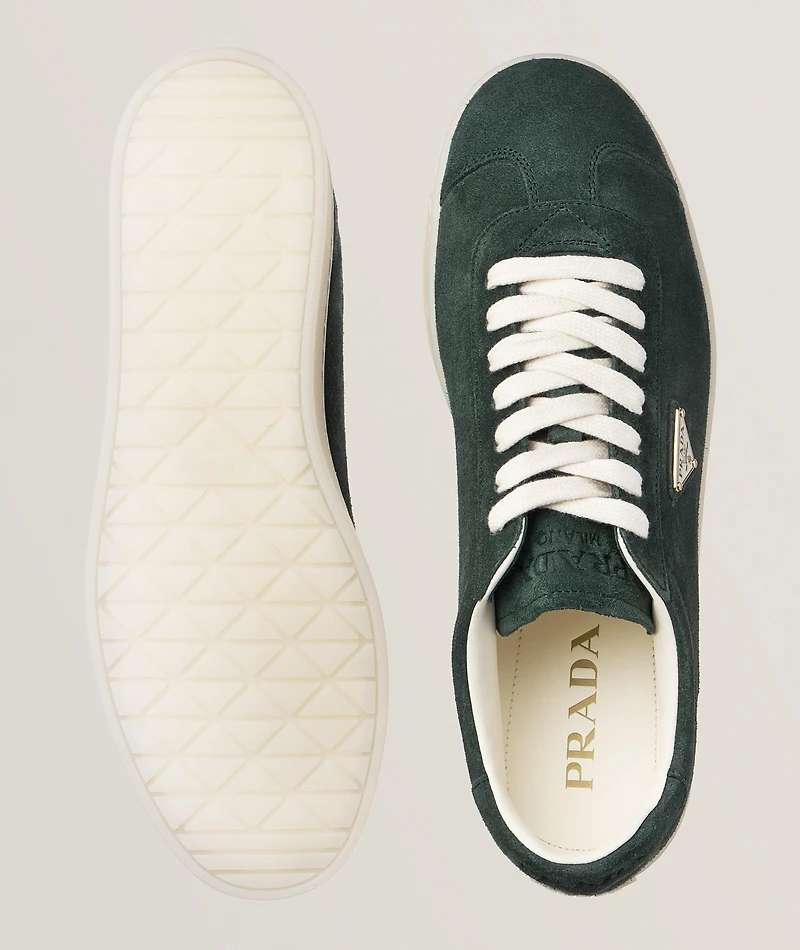 Triangle Logo Suede-Leather Sneakers