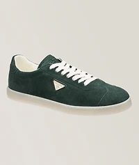 Triangle Logo Suede-Leather Sneakers
