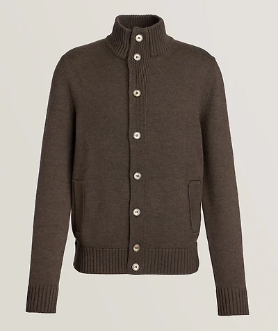 Herringbone Virgin Wool Cardigan