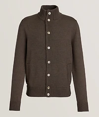 Herringbone Virgin Wool Cardigan