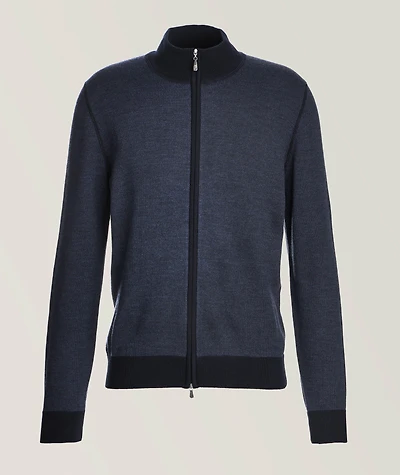 Birdseye Virgin Wool Full-Zip Sweater