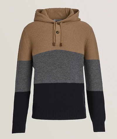 Colourblock Virgin Wool Hooded Sweater