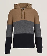 Colourblock Virgin Wool Hooded Sweater