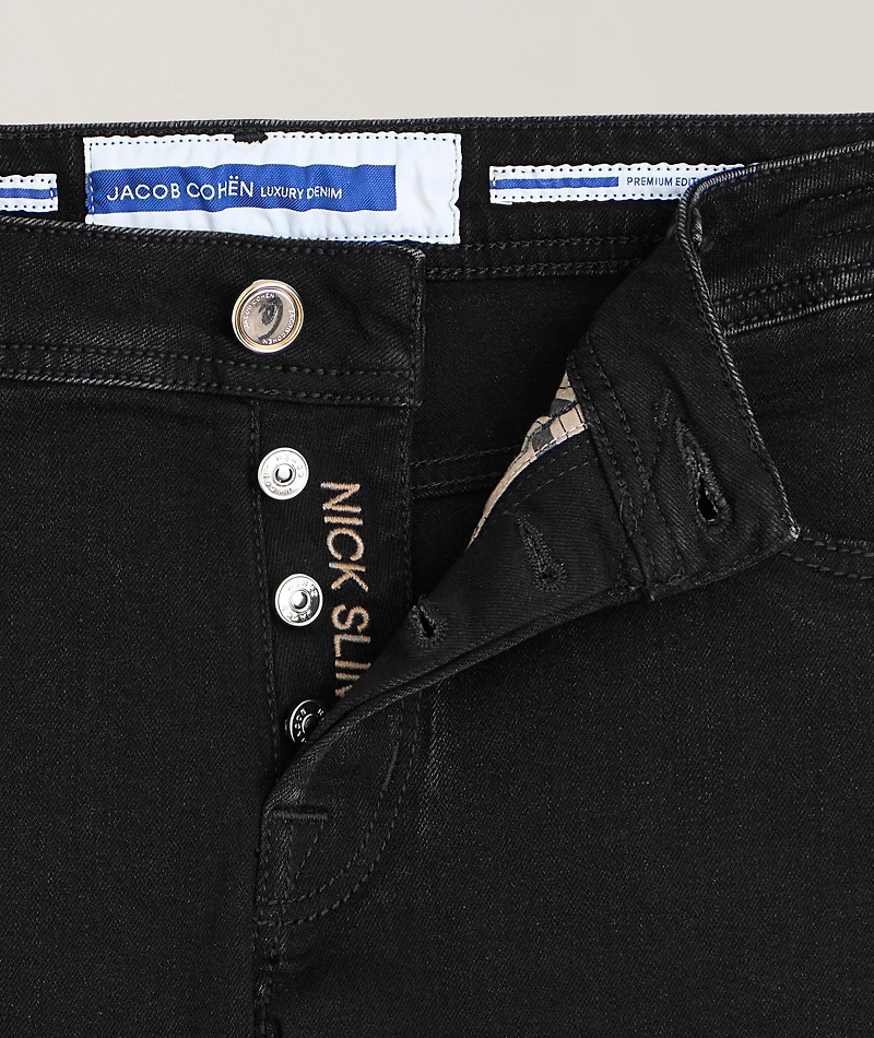Nick Metal Logo Patch Slim Jeans